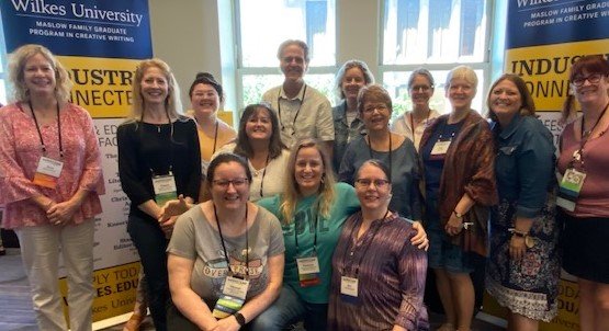 A group of Wilkes MFA Program students, graduates, and faculty at the HippoCamp Conference in Lancaster, PA.